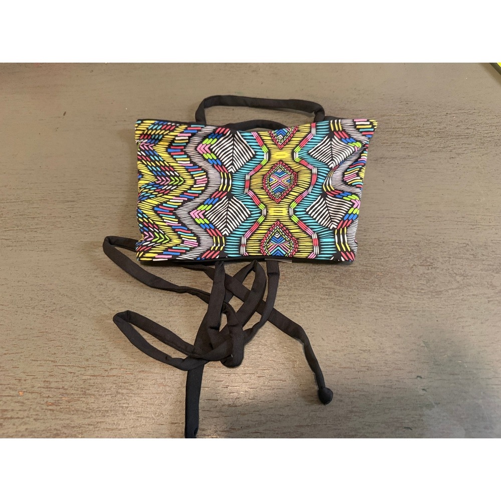 L*Space Geometric Tribal Print Wrap Bikini Top Multi Color Neon Large TOP 115-L